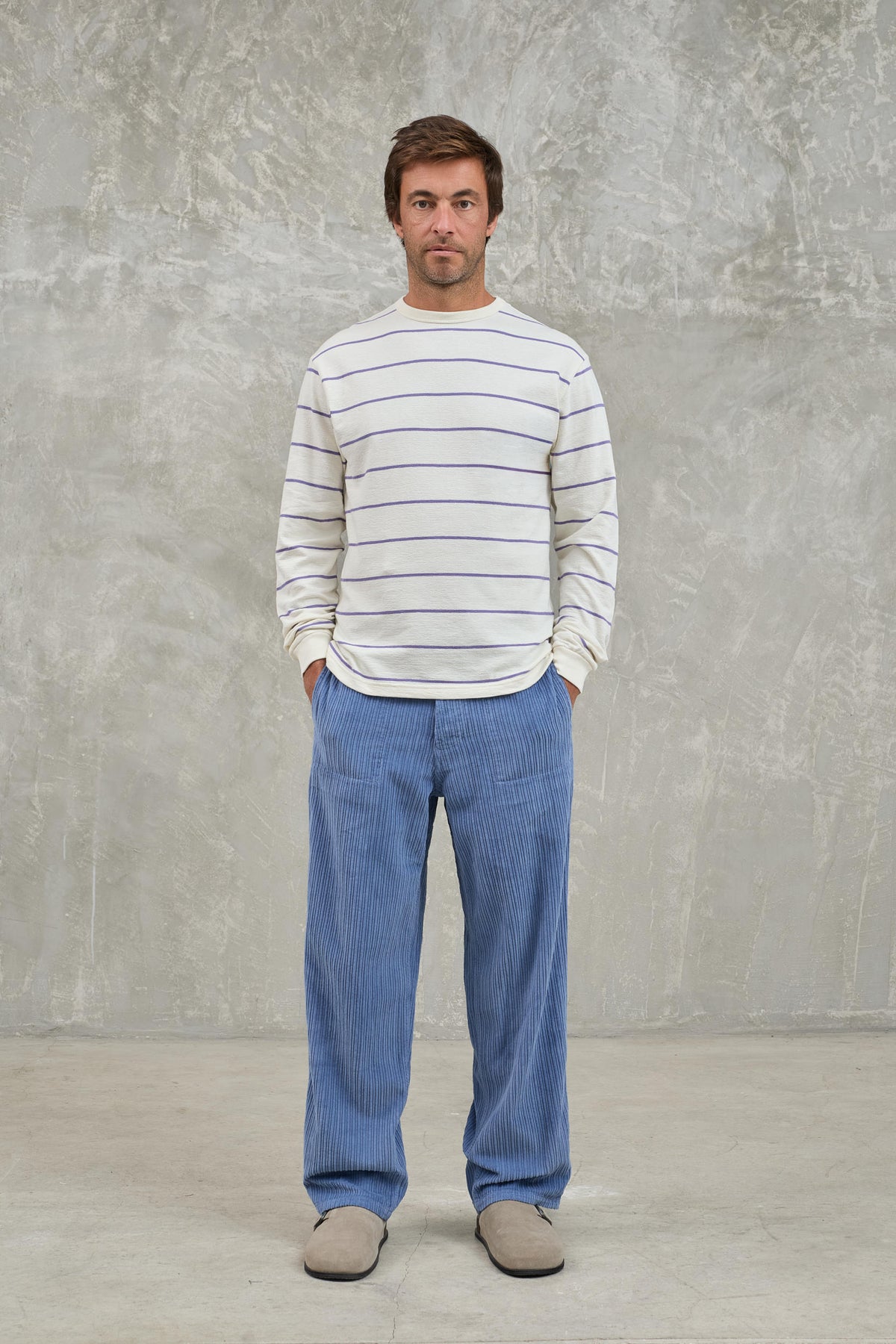FEIJO LONGSLEEVE TEE - ECRU/GRAPE