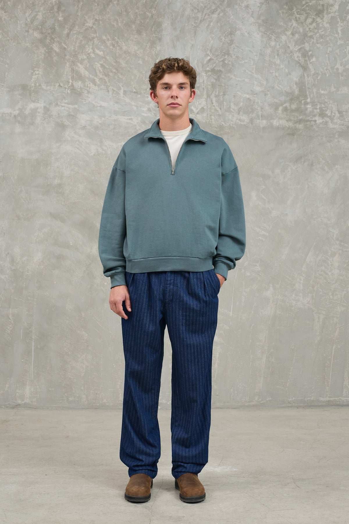 RAPOSO HALF-ZIP SWEATER - BALSAM GREEN