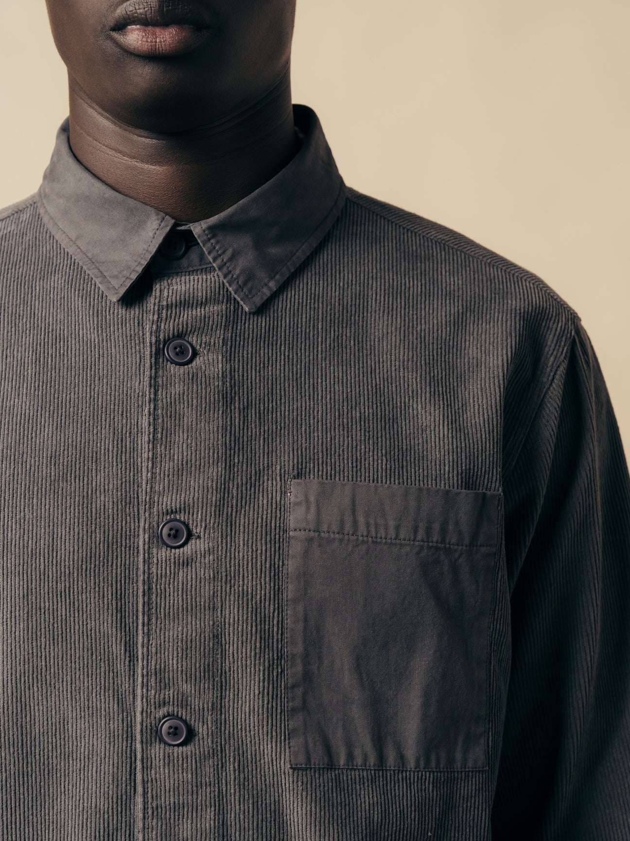 ROSYTH OVERSHIRT - CHARCOAL CORD/TWILL BLEND