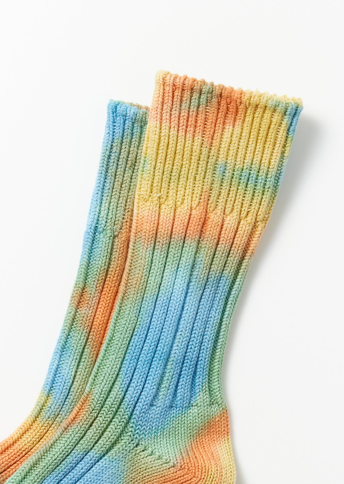 CHUNKY RIBBED CREW SOCKS - TIE DYE
