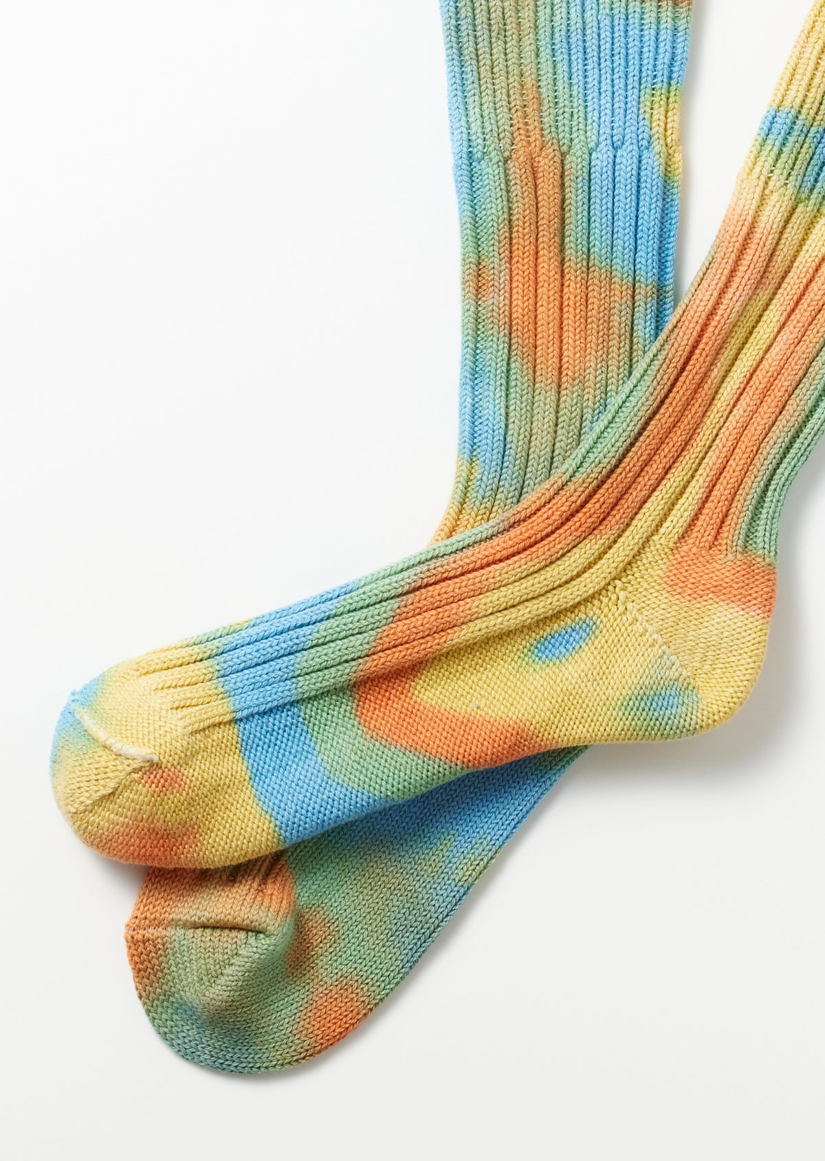 CHUNKY RIBBED CREW SOCKS - TIE DYE