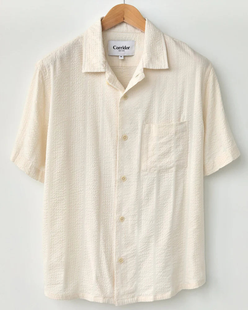 STRIPED SEERSUCKER SHIRT - WHITE