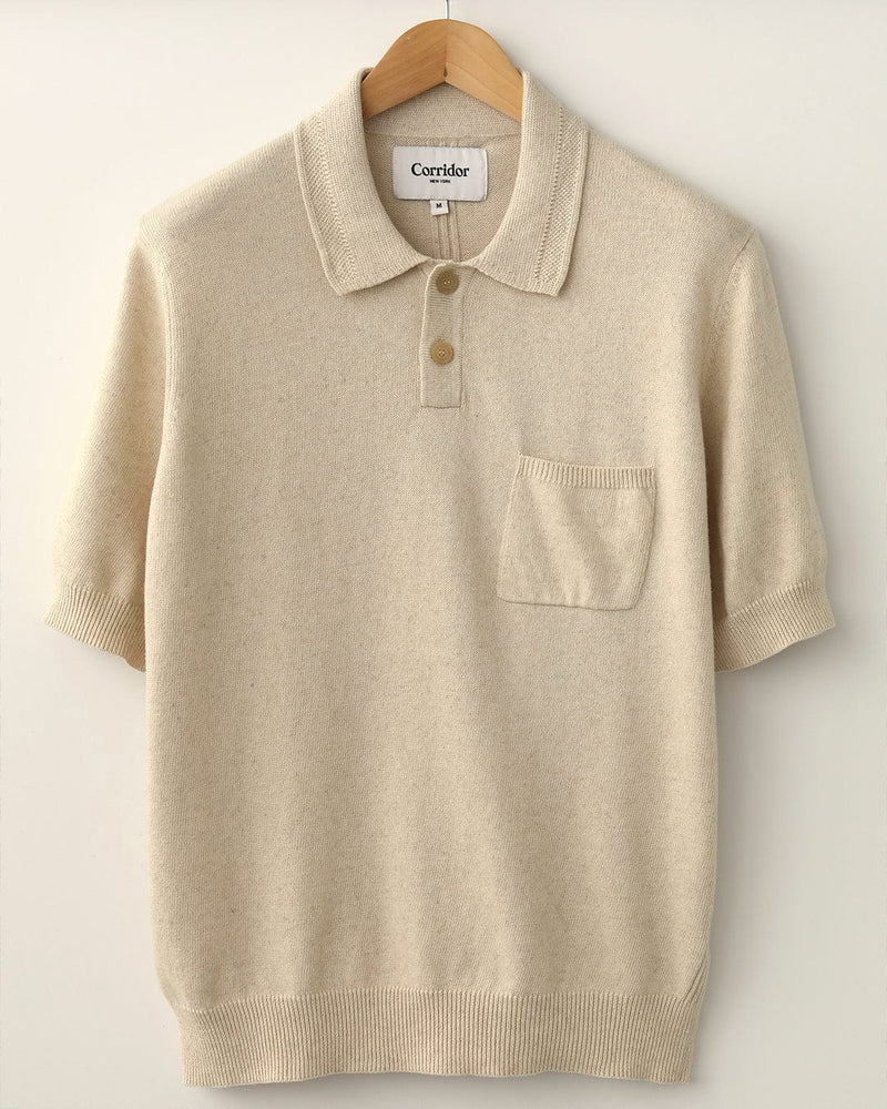 KNIT SLOUCHY POLO - NATURAL