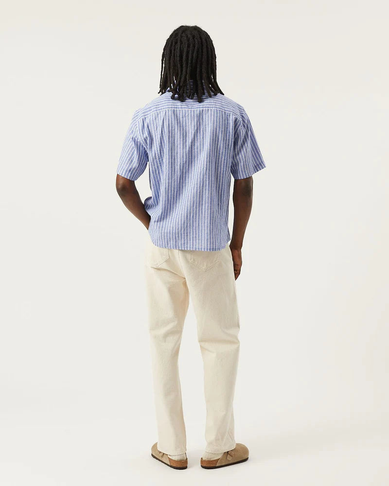 LINEN STRIPE SS SHIRT