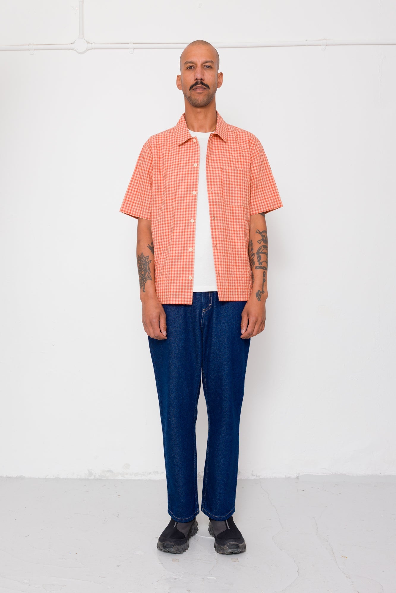 GABE SHIRT - RED OXIDE TEXTURED CHECK