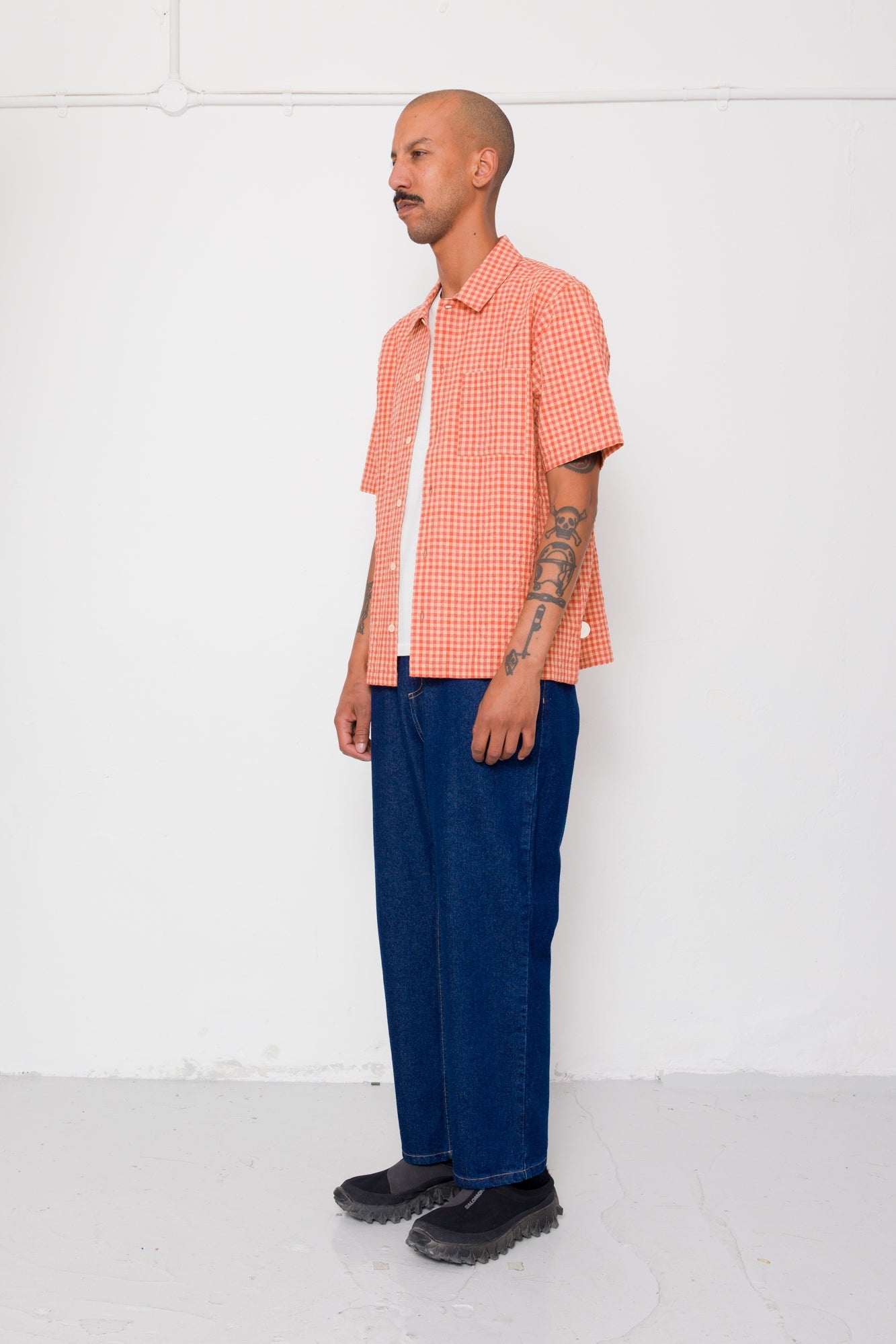GABE SHIRT - RED OXIDE TEXTURED CHECK