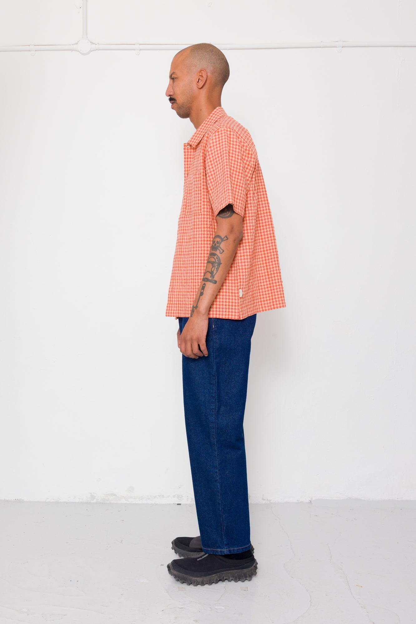 GABE SHIRT - RED OXIDE TEXTURED CHECK