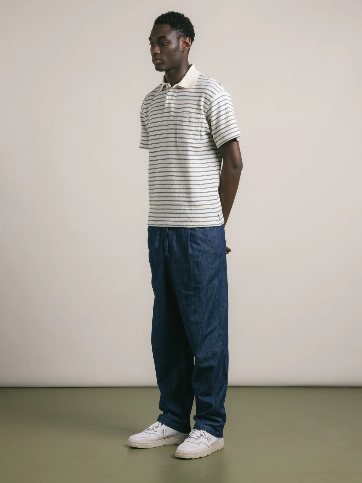 DUNN POLO - ECRU/GREEN