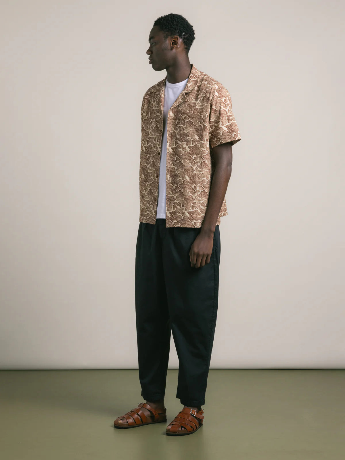 CRAMMOND SHIRT - BROWN LANDSCAPE PRINT