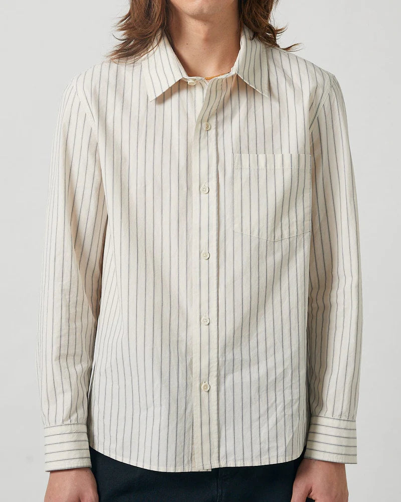 POPLIN STRIPE LS - NATURAL