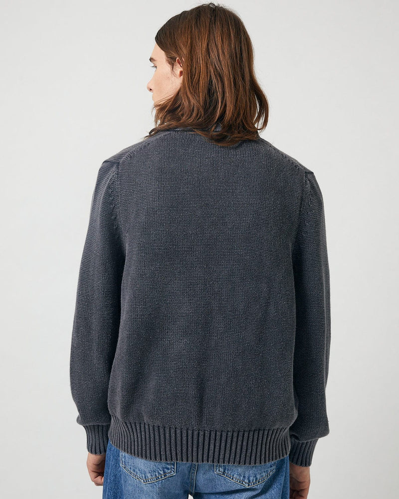 ACID WASH CARDIGAN - BLACK