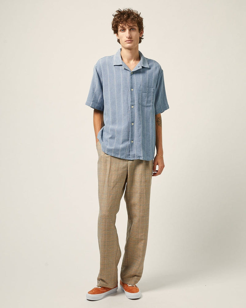 STRIPED SEERSUCKER SS - INDIGO