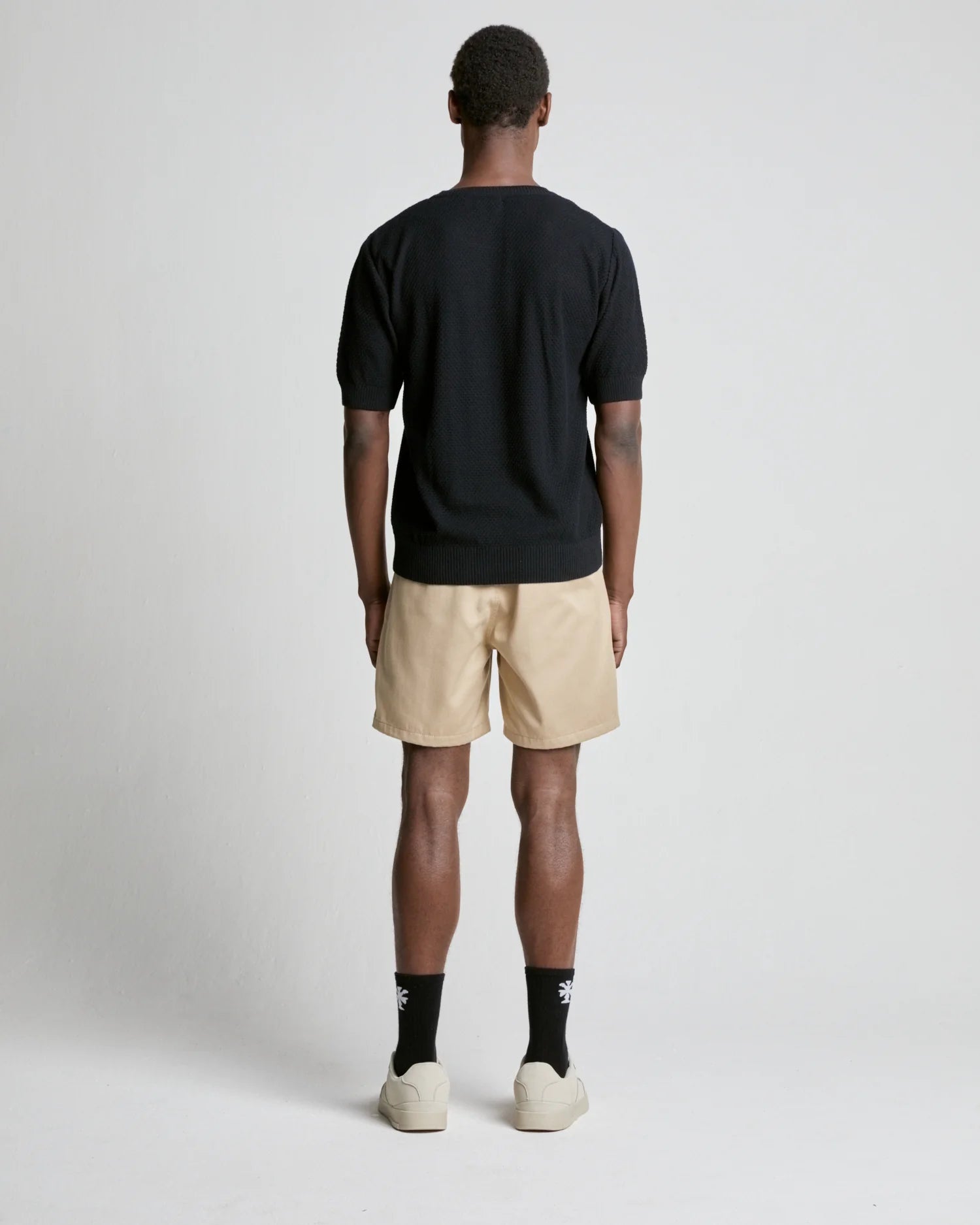 WAFFLE KNITTED TEE - BLACK