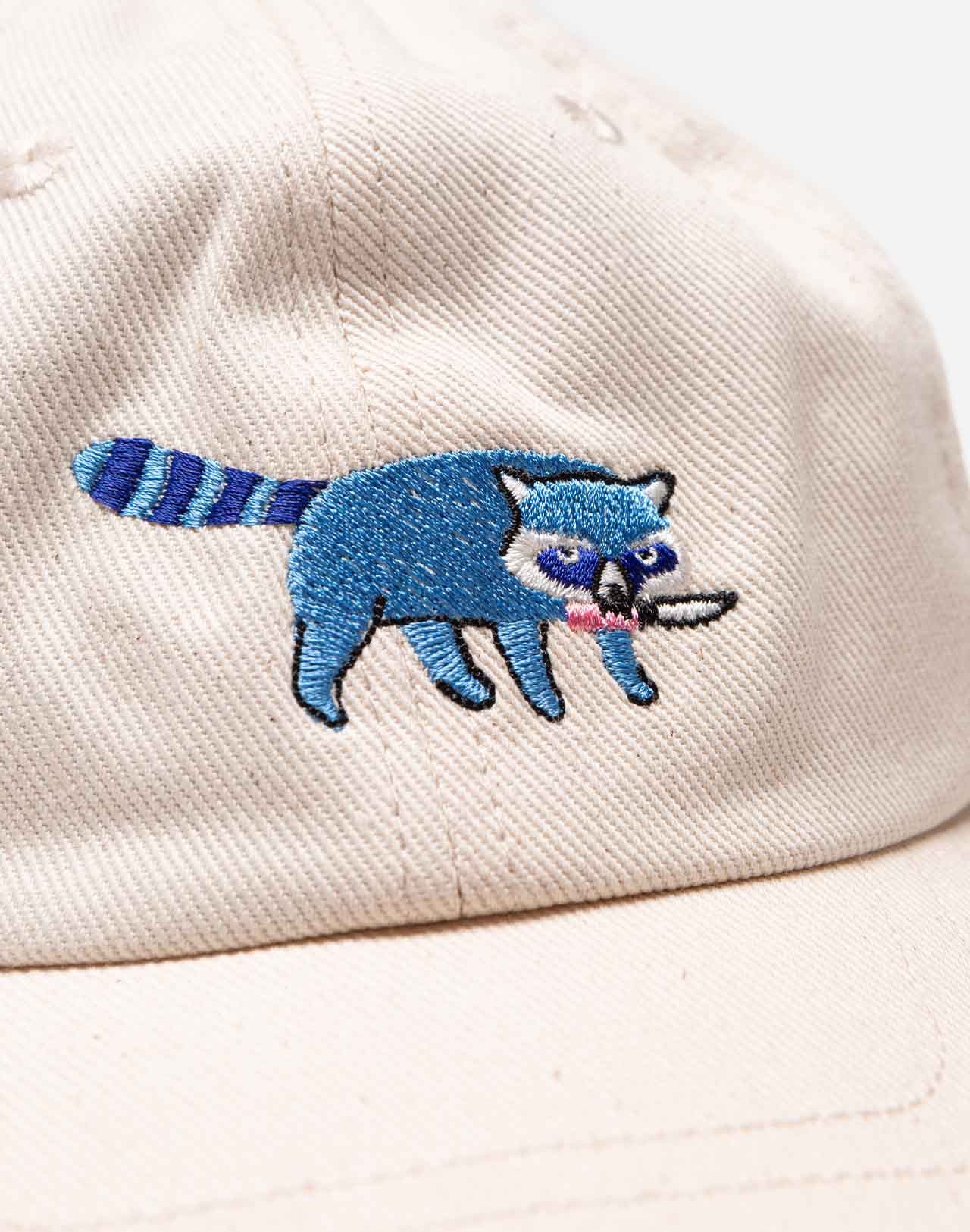 WHITE CAP HAT RACCOON