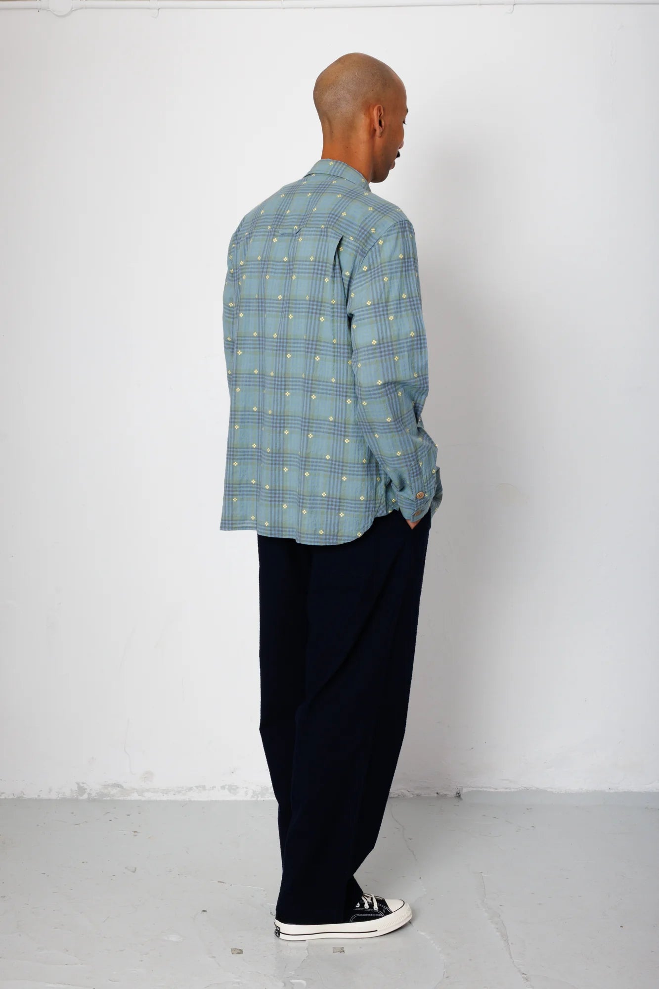 EASY FIT SHIRT - BLUE YELLOW FLOWER CHECK