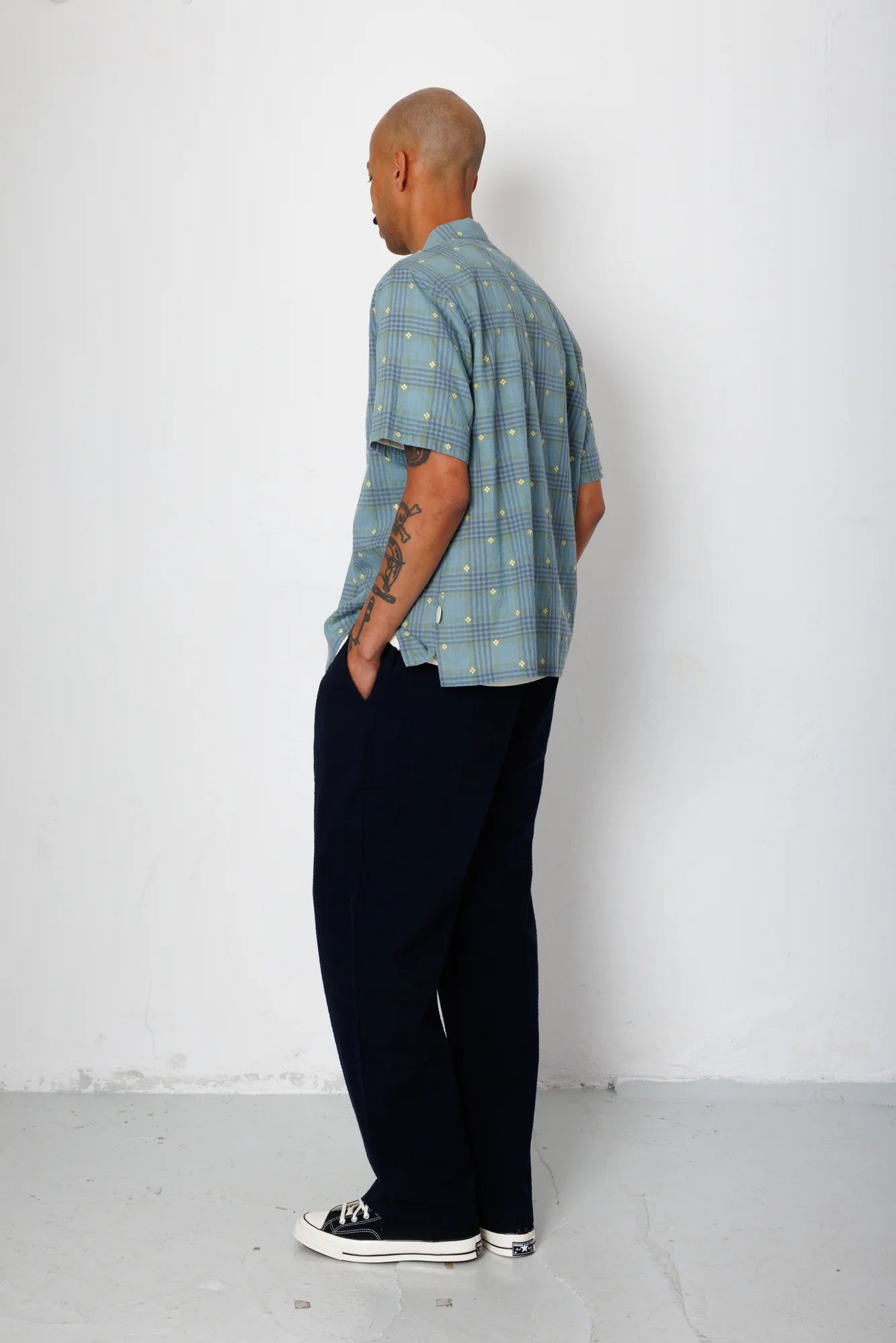 GABE SHIRT - BLUE YELLOW FLOWER CHECK