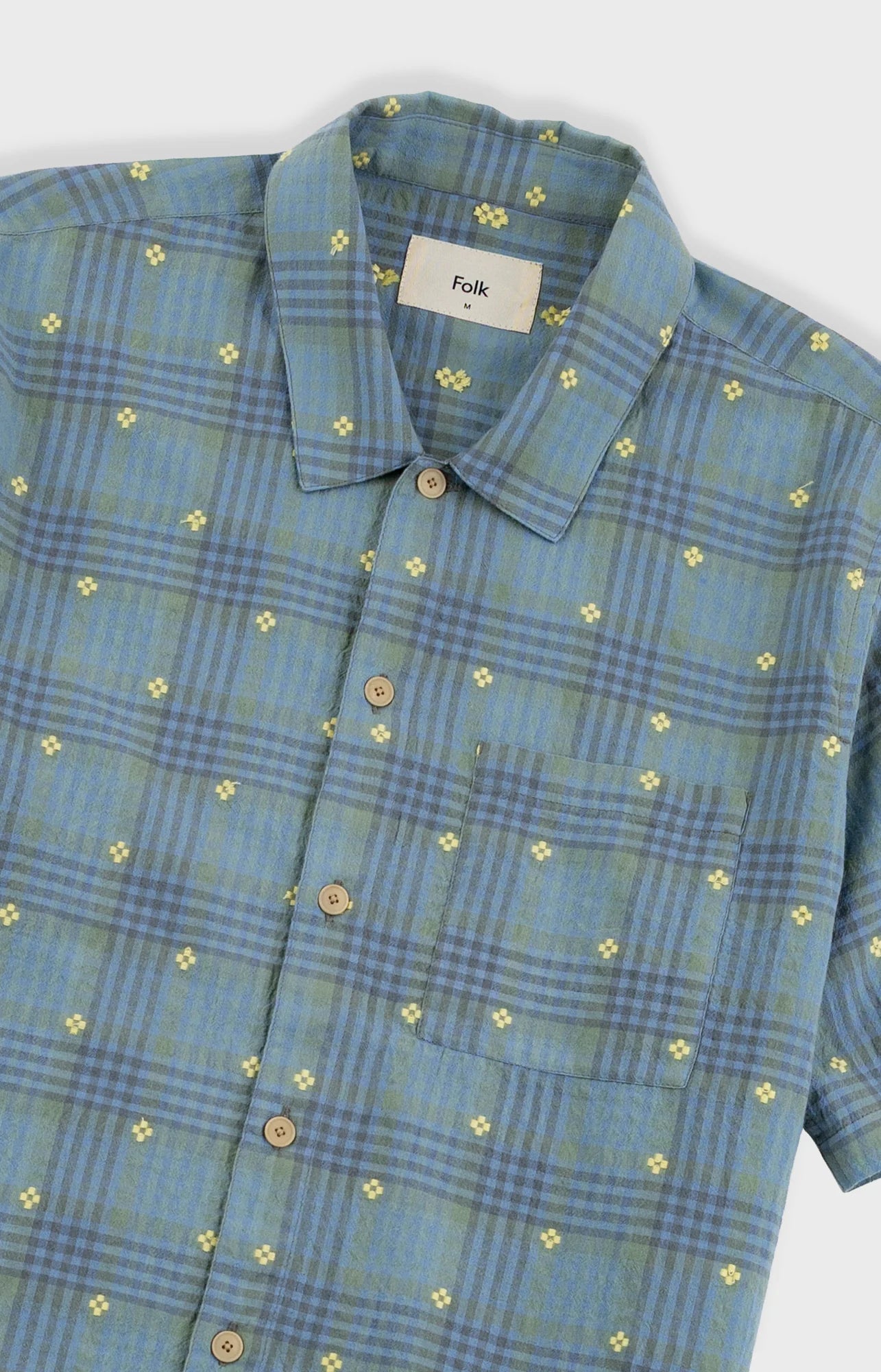 GABE SHIRT - BLUE YELLOW FLOWER CHECK