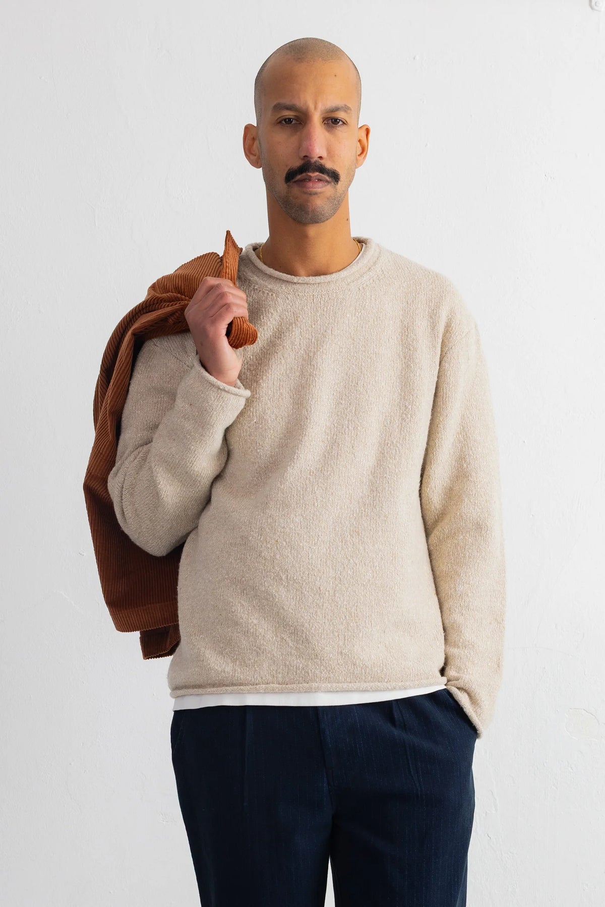 SLOUCH CREW - NATURAL ESPRESSO CAST INTARSIA