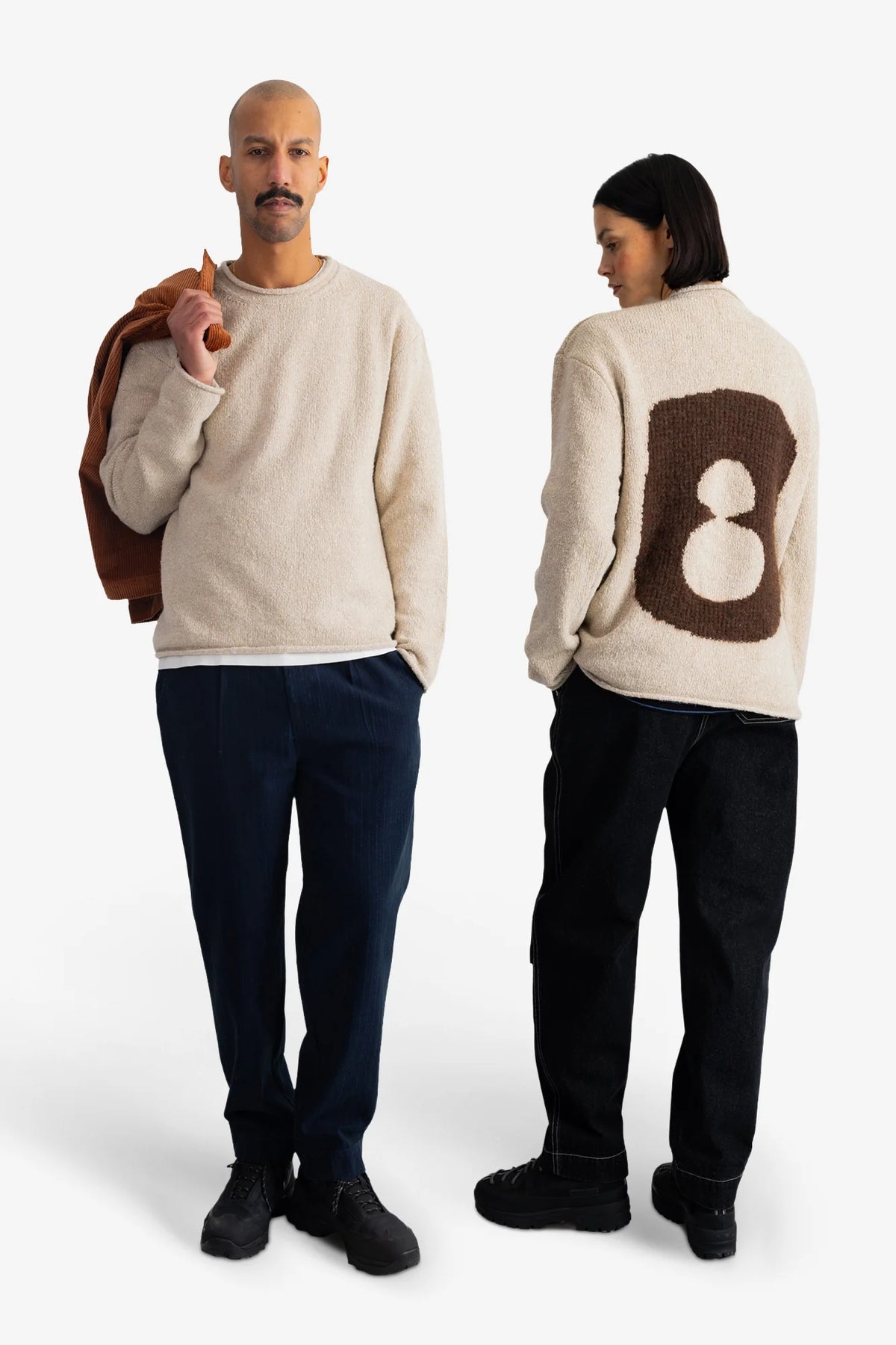 SLOUCH CREW - NATURAL ESPRESSO CAST INTARSIA