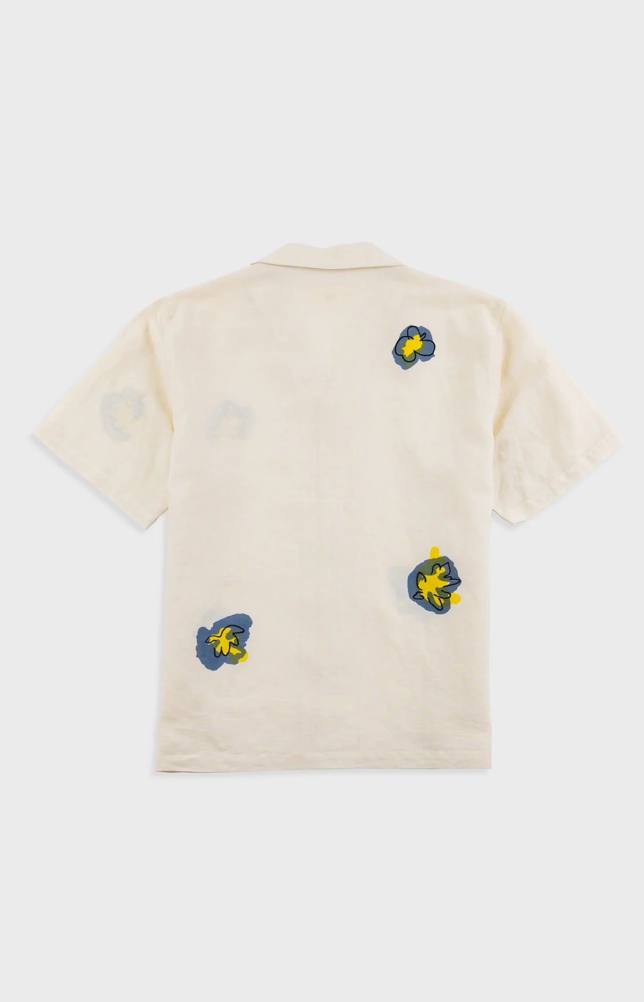 RELAXED SOFT COLLAR SHIRT - ECRU EMBROIDERED FLOWER