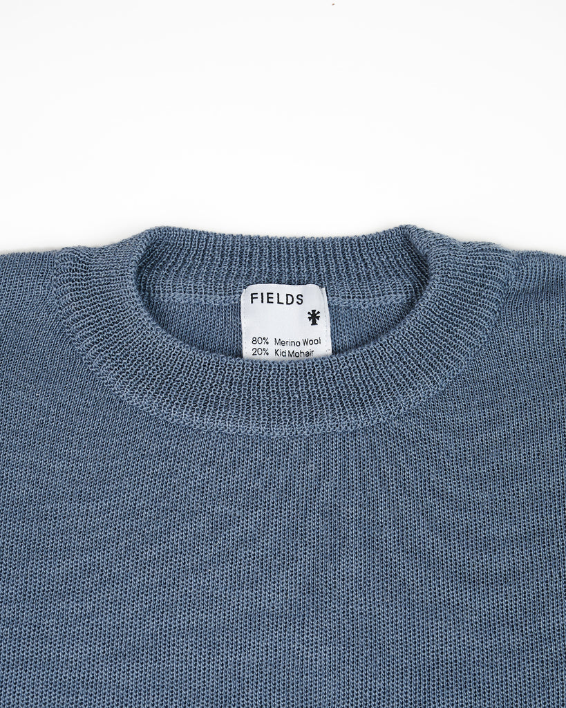 WOOL AND MOHAIR ROUND NECK KNIT - GREY